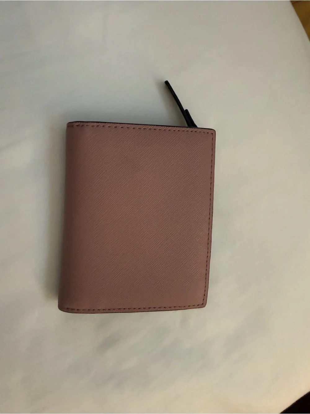 kate spade mauve pink leather zip wallet with gold plaque